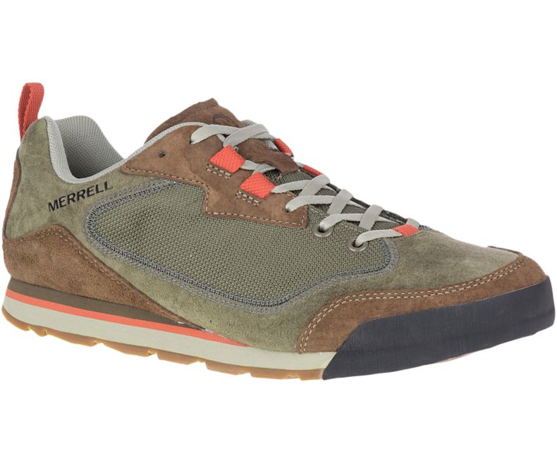 Merrell Burnt Rock Travel Semsket Skinn Fritidssko Herre Olivengrønne | 33354M-2CO