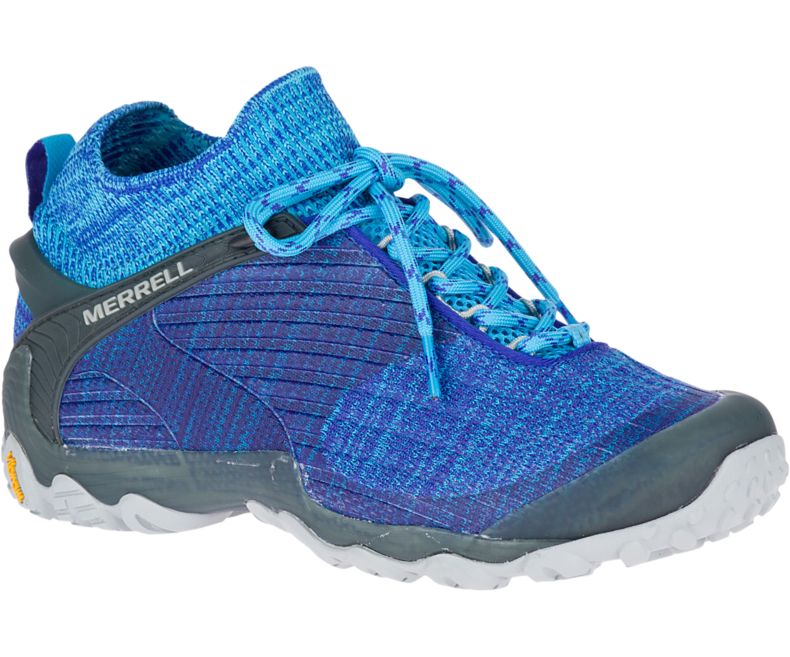 Merrell Chameleon 7 Knit Mid Fjellsko Dame Blå | 36278W-1HB