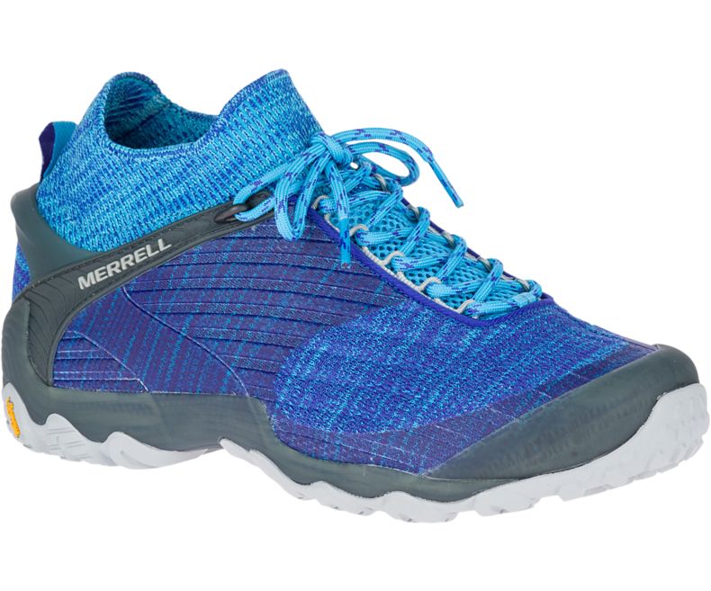 Merrell Chameleon 7 Knit Mid Fjellsko Herre Blå | 36103M-2HA