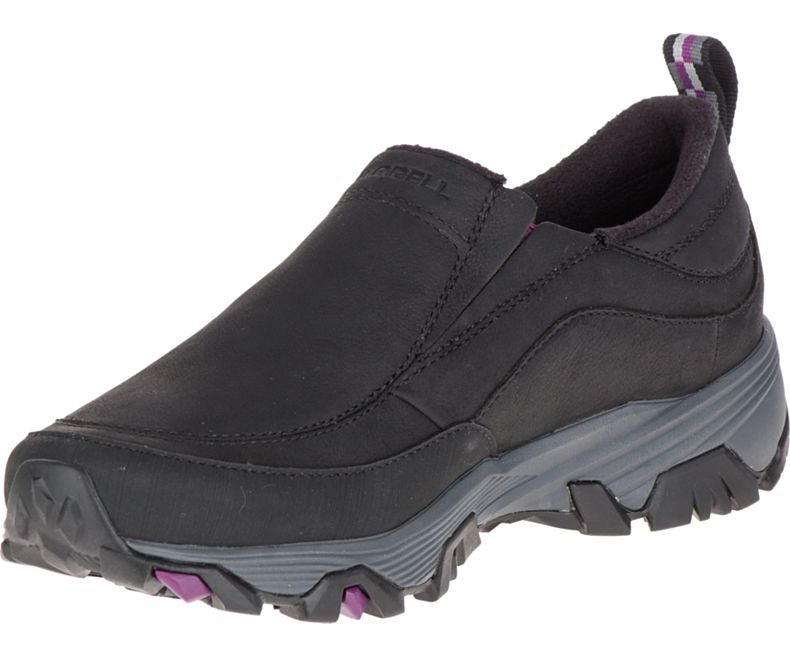 Merrell ColdPack Ice+ Moc Vanntette Brede Bredde Slip On Sko Dame Svarte | 41579W-1SB