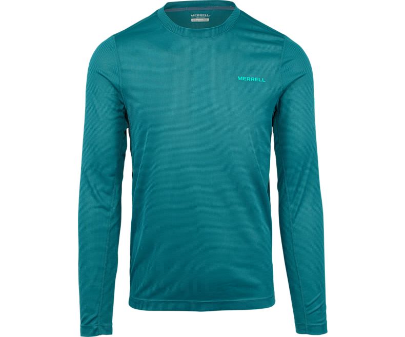 Merrell Entrada II Long Sleeve Wicking Tech Tee Skjorter Med Lange Armer Herre Grønn | 32834M-2LG