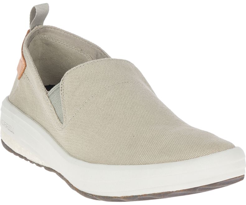 Merrell Gridway Moc Canvas Slip On Sko Herre Beige | 41377M-2SB