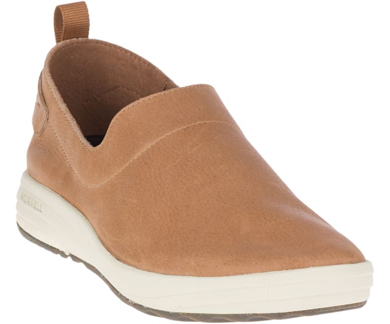 Merrell Gridway Moc Lær Slip On Sko Dame Brune | 41066W-1SA