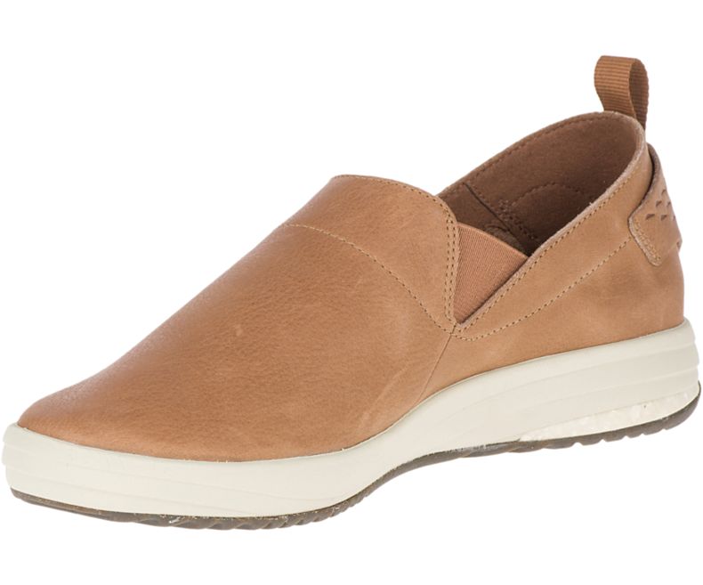 Merrell Gridway Moc Lær Slip On Sko Dame Brune | 41066W-1SA