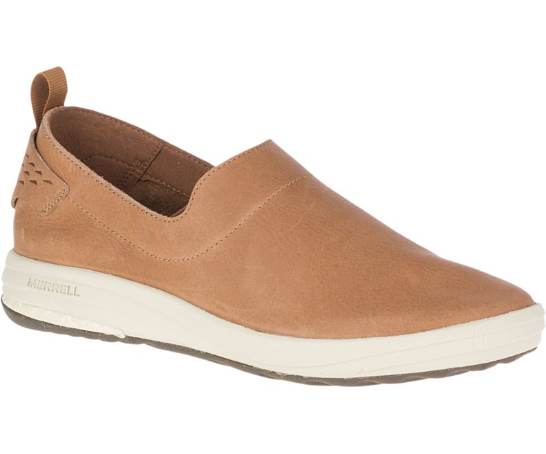 Merrell Gridway Moc Lær Slip On Sko Dame Brune | 41066W-1SA