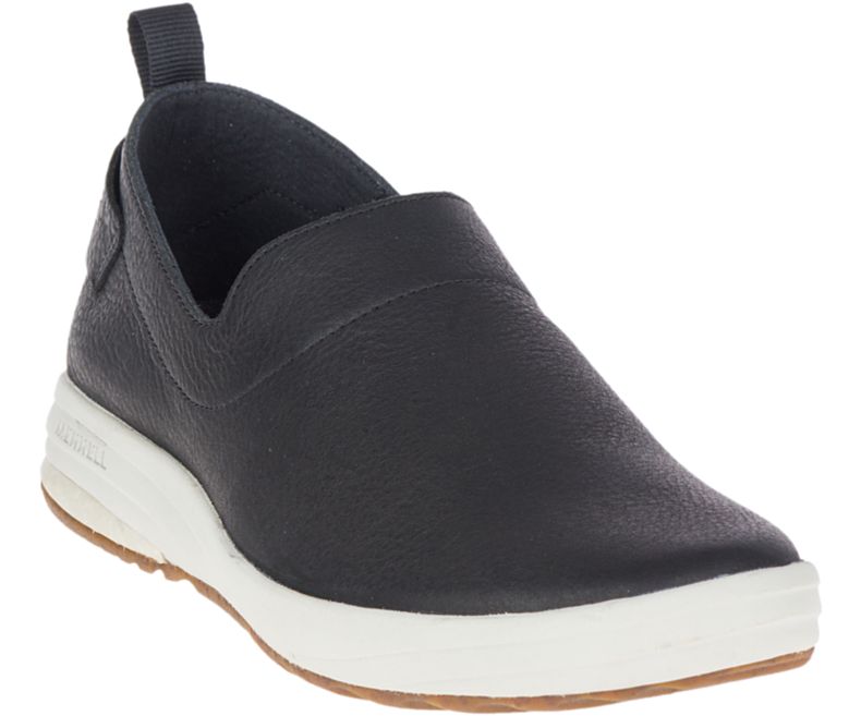 Merrell Gridway Moc Lær Slip On Sko Dame Svarte | 41066W-1SB