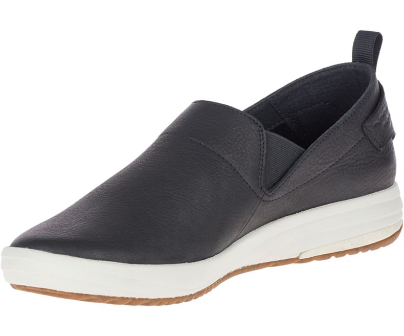 Merrell Gridway Moc Lær Slip On Sko Dame Svarte | 41066W-1SB