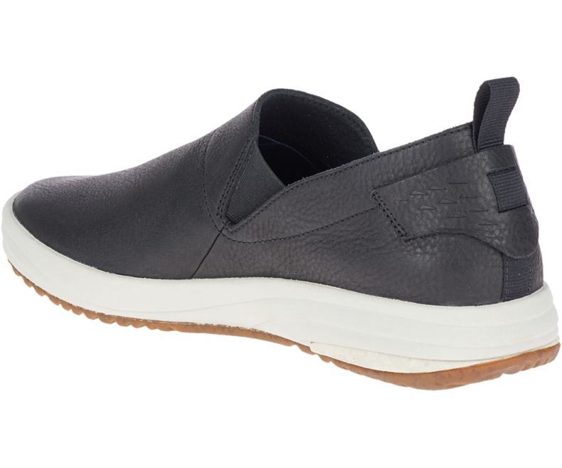 Merrell Gridway Moc Lær Slip On Sko Dame Svarte | 41066W-1SB