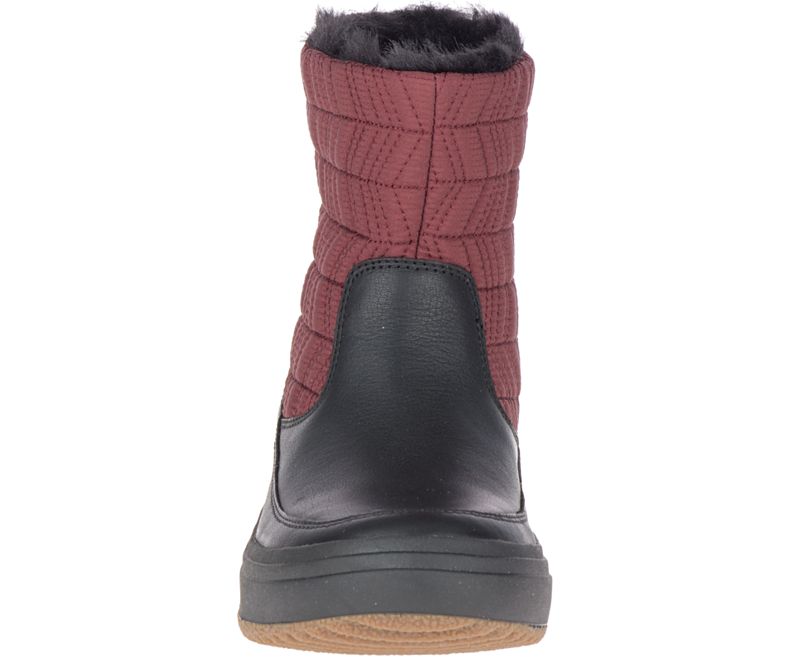 Merrell Haven Bluff Polar Vanntette Vinterstøvler Dame Mørke Rød Svarte | 41499W-1WD