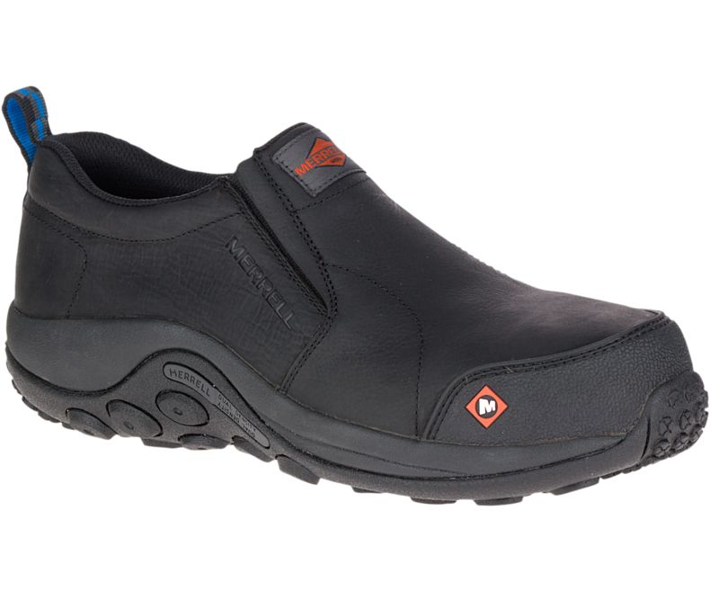 Merrell Jungle Moc Comp Tå Arbeids Shoe Brede Bredde Slip On Sko Herre Svarte | 29094M-2SB