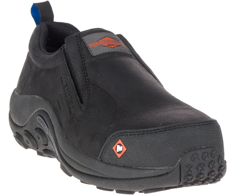 Merrell Jungle Moc ESD Comp Tå Arbeids Shoe Slip On Sko Herre Svarte | 32719M-2SB