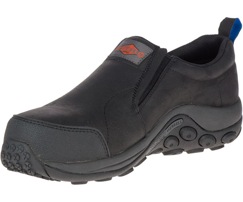 Merrell Jungle Moc ESD Comp Tå Arbeids Shoe Slip On Sko Herre Svarte | 32719M-2SB