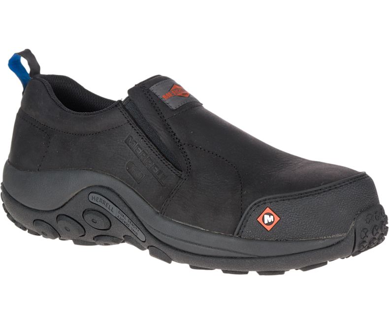 Merrell Jungle Moc ESD Comp Tå Arbeids Shoe Brede Bredde Slip On Sko Herre Svarte | 32720M-2SB