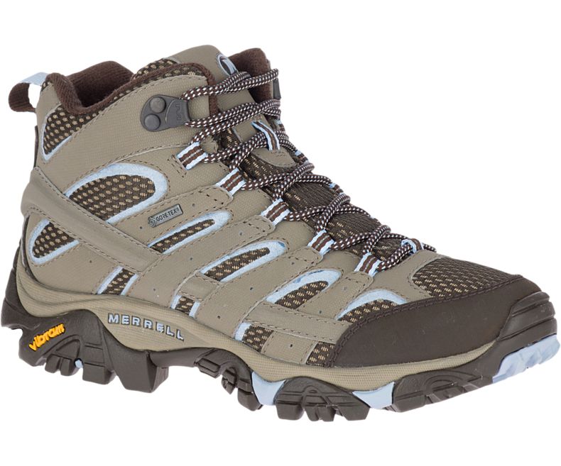 Merrell Moab 2 Mid GORE -TEX® Fjellsko Dame Brune Lyse Blå | 27874W-1HB