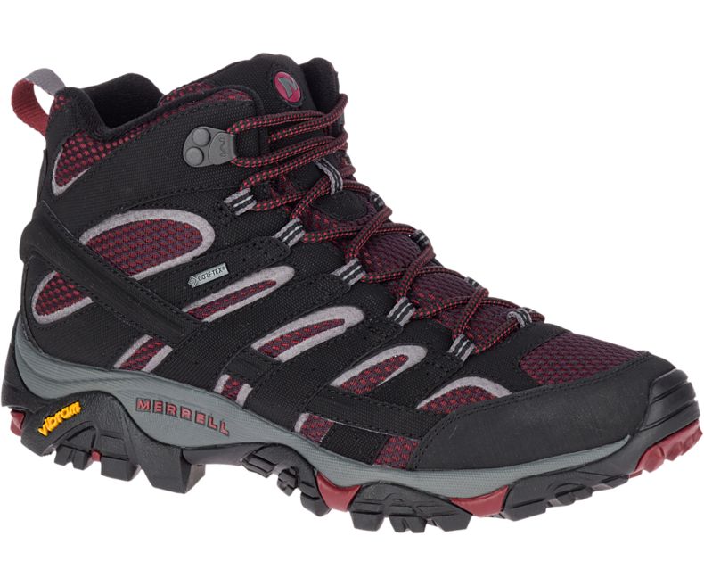 Merrell Moab 2 Mid GORE -TEX® Fjellsko Herre Svarte Mørke Rød | 27835M-2HB