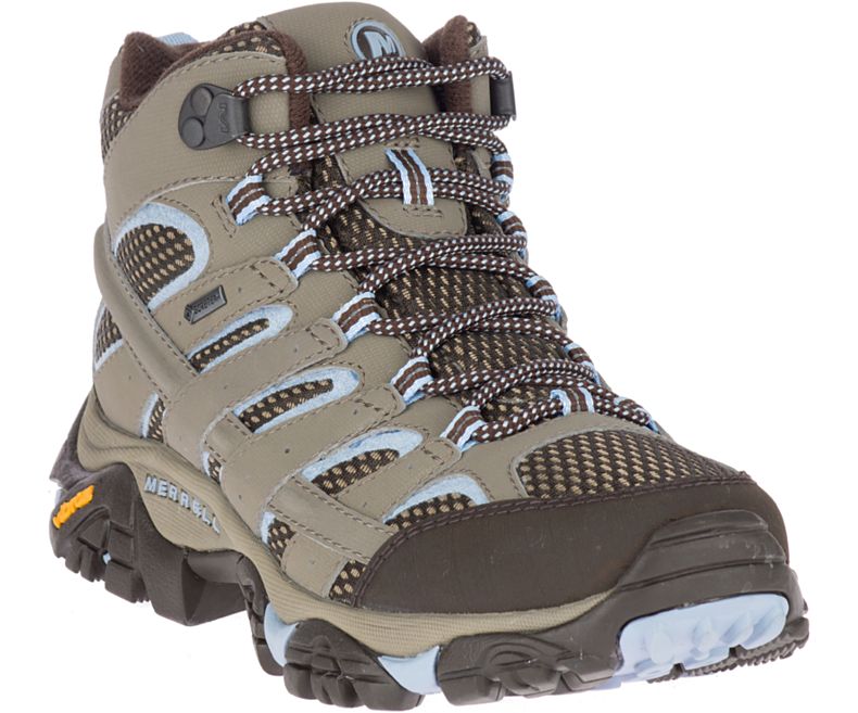 Merrell Moab 2 Mid GORE -TEX® Gåsko Dame Brune Lyse Blå | 27874W-1WB