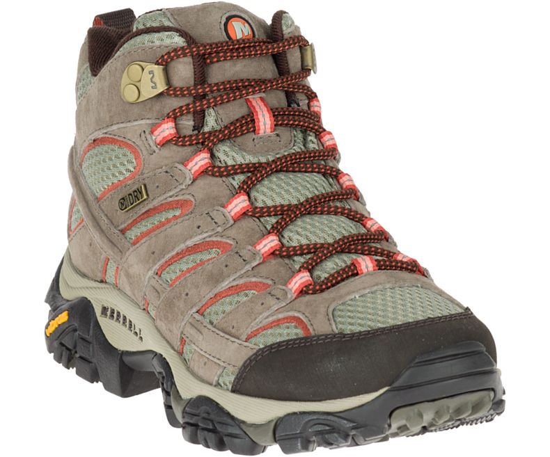 Merrell Moab 2 Mid Vanntette Brede Bredde Gåsko Dame Brune Mørke Rød | 27934W-1WB