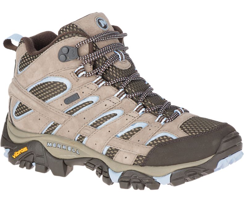 Merrell Moab 2 Mid Vanntette Gåsko Dame Brune Lyse Blå | 27933W-1WB