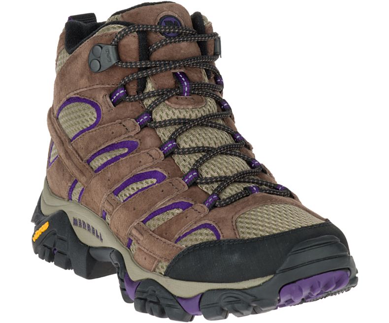 Merrell Moab 2 Mid Ventilator Brede Bredde Gåsko Dame Brune Lilla | 27938W-1WB