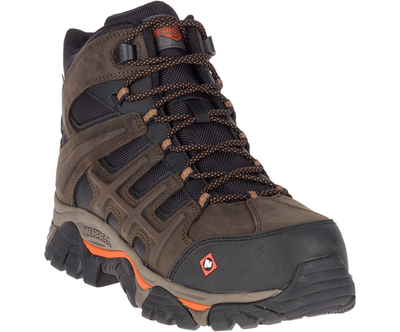 Merrell Moab 2 Peak Mid Vanntette Comp Tå Arbeids Boot Vanntette Sko Herre Mørke Brune | 33504M-2WD