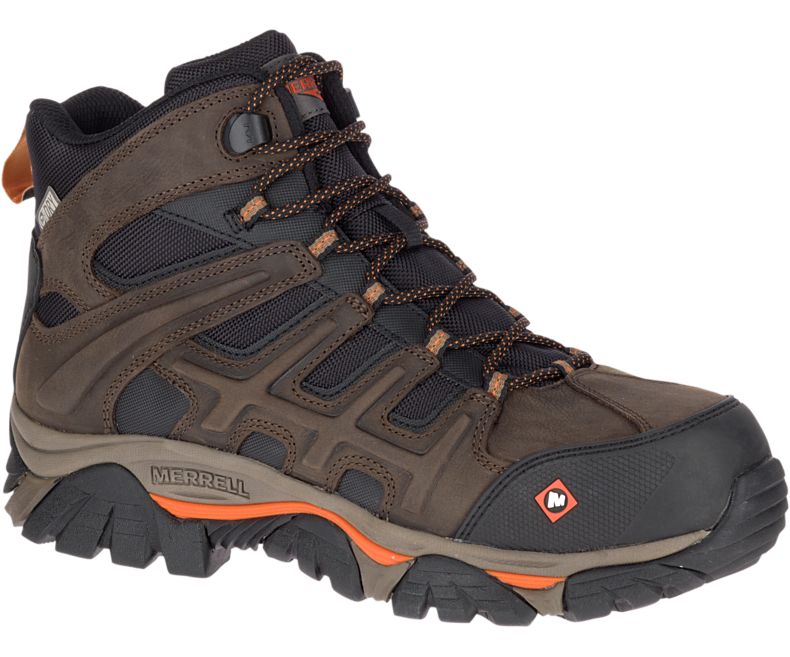 Merrell Moab 2 Peak Mid Vanntette Comp Tå Arbeids Boot Arbeidsstøvler Herre Mørke Brune | 33504M-2WO