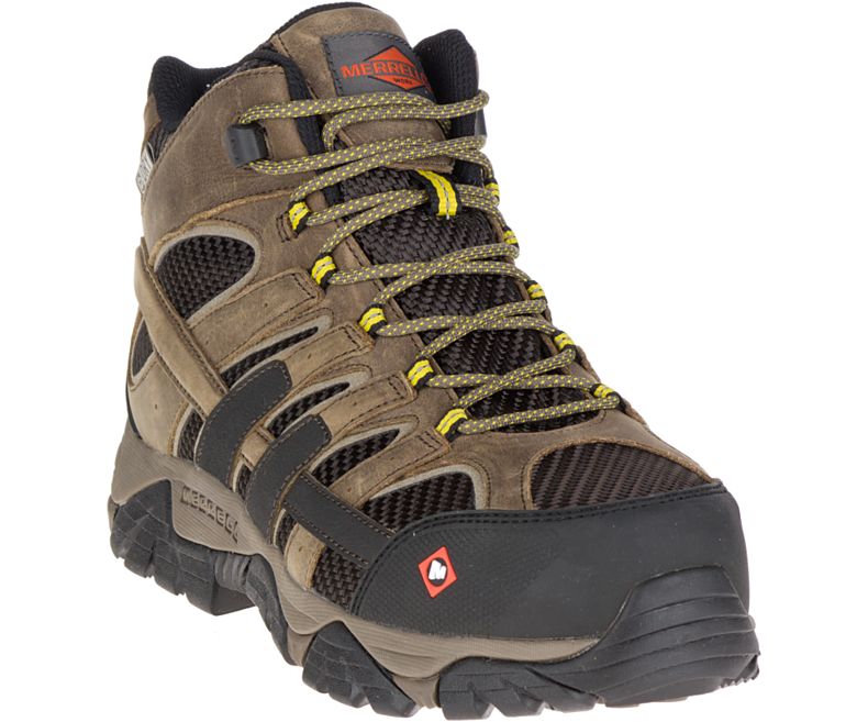 Merrell Moab 2 Vent Mid Vanntette Comp Tå Arbeids Boot Arbeidsstøvler Herre Olivengrønne Gul | 29081M-2WO