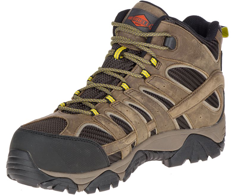 Merrell Moab 2 Vent Mid Vanntette Comp Tå Arbeids Boot Arbeidsstøvler Herre Olivengrønne Gul | 29081M-2WO