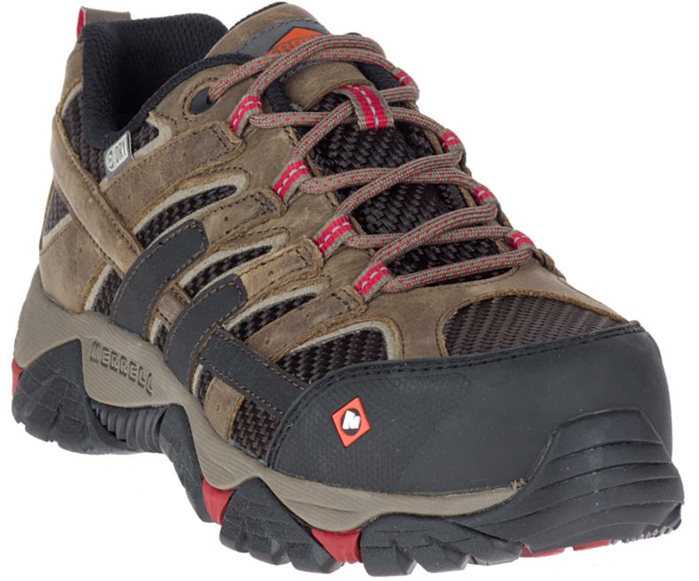 Merrell Moab 2 Vent Vanntette Comp Tå Arbeids Shoe Arbeidssko Dame Olivengrønne Rød | 29086W-1WO