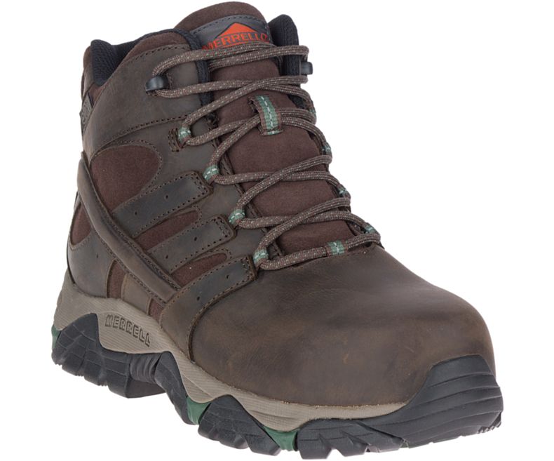 Merrell Moab Vertex Mid Lær Vanntette Comp Tå Arbeids Boot Brede Bredde Arbeidsstøvler Herre Mørke Brune | 38740M-2WD