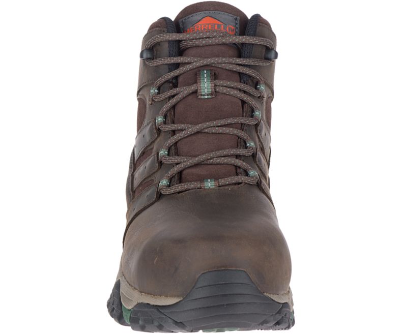 Merrell Moab Vertex Mid Lær Vanntette Comp Tå Arbeids Boot Brede Bredde Arbeidsstøvler Herre Mørke Brune | 38740M-2WD