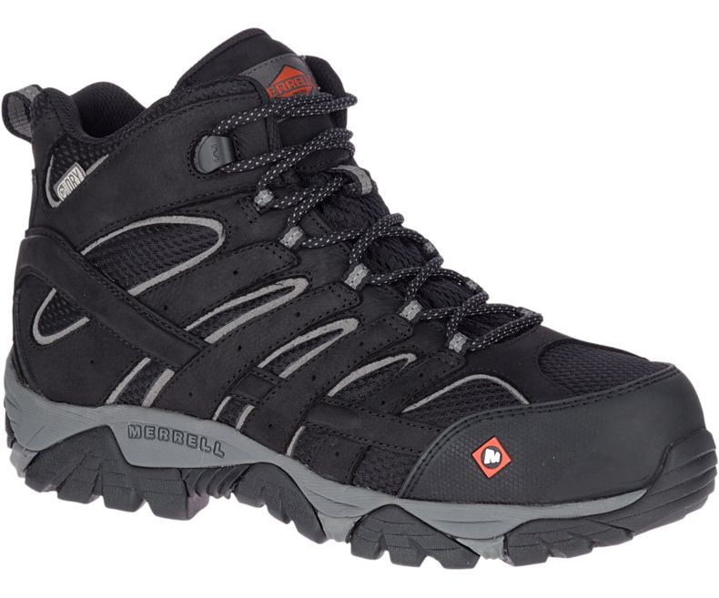 Merrell Moab Vertex Mid Vanntette Comp Tå Arbeids Boot Brede Bredde Fjellstøvler Herre Svarte | 38742M-2HB