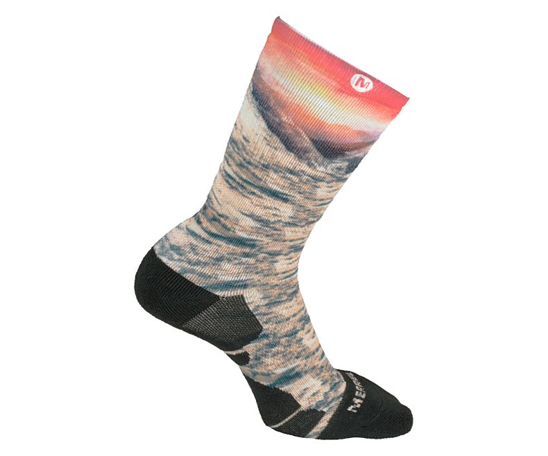 Merrell Mountain Sunrise Print Performance Crew Sock Sokker Dame Korall | 42872W-1SC