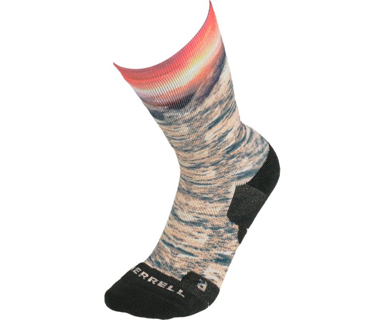 Merrell Mountain Sunrise Print Performance Crew Sock Sokker Dame Korall | 42872W-1SC