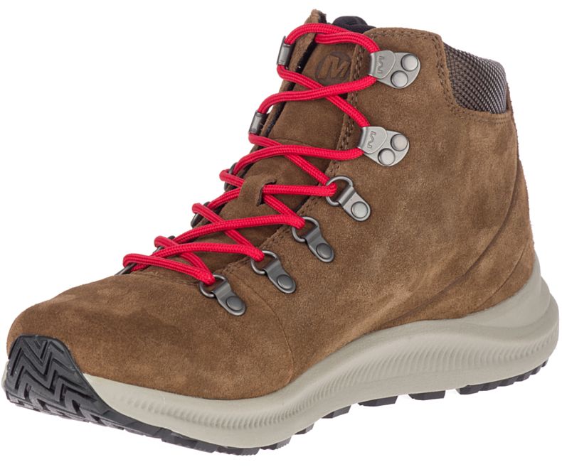 Merrell Ontario Semsket Skinn Mid Fjellsko Herre Mørke Brune | 40757M-2HA