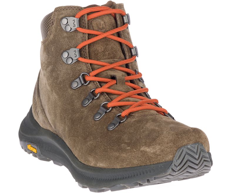 Merrell Ontario Semsket Skinn Mid Fjellsko Herre Mørke Khaki | 40757M-2HD