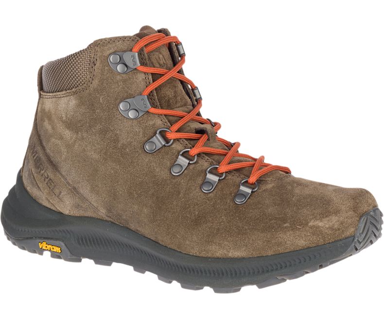 Merrell Ontario Semsket Skinn Mid Fjellsko Herre Mørke Khaki | 40757M-2HD