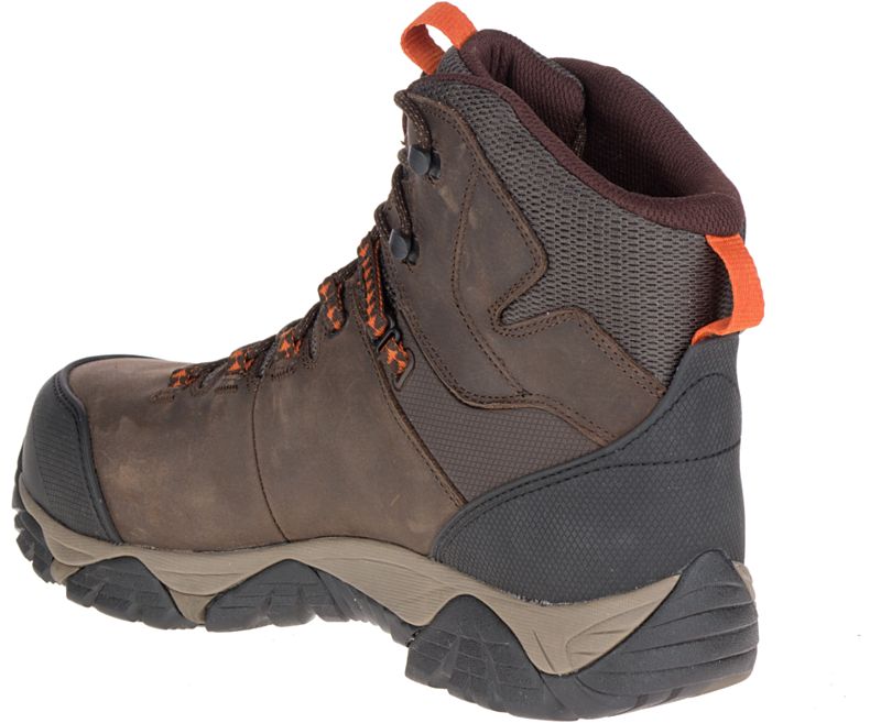 Merrell Phaserbound Mid Vanntette Comp Tå Arbeids Boot Brede Bredde Vanntette Sko Herre Mørke Brune | 29080M-2WD