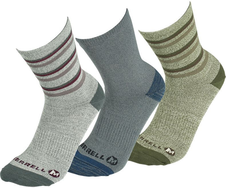 Merrell Polstrede Hiker Crew Sock 3-Pack Sokker Dame Grønn Grå Mørke Grå | 41635W-1SG