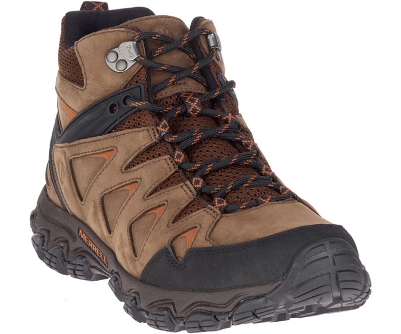 Merrell Pulsate 2 Mid Lær Vanntette Brede Bredde Fjellsko Herre Mørke Brune | 36109M-2HD