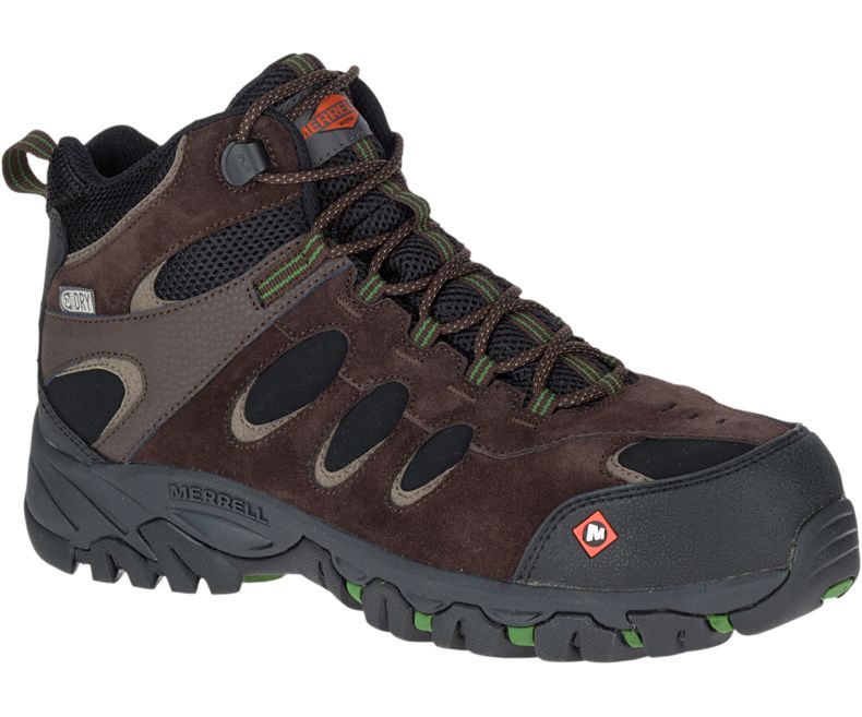 Merrell Ridgepass Bolt Mid Vanntette Comp Tå Arbeids Boot Fjellstøvler Herre Mørke Brune | 29087M-2HD