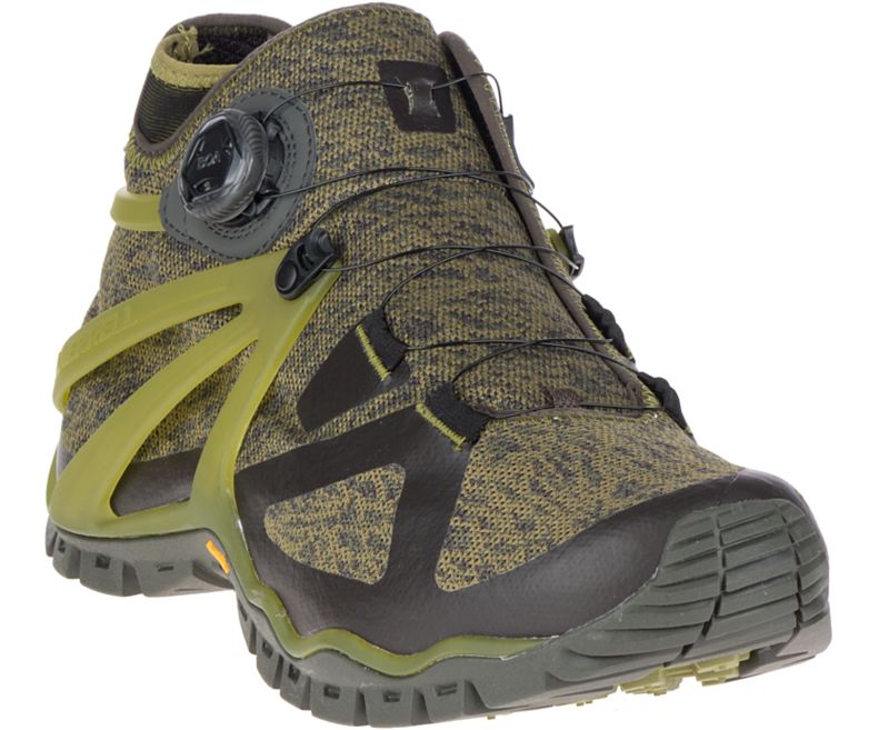 Merrell Rove Mid Knit Fjellsko Herre Olivengrønne | 36103M-2HJ