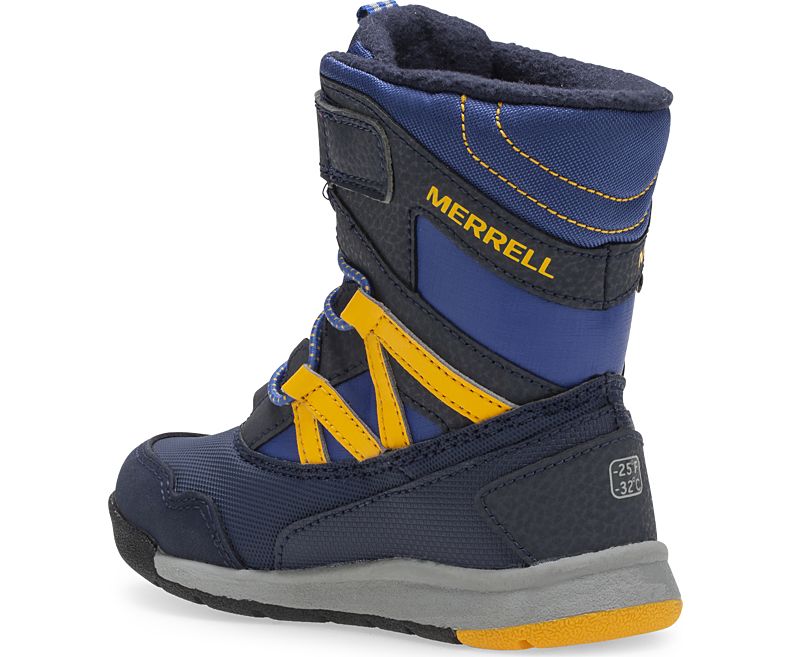 Merrell Snow Crush Jr. Vanntette Boot Vinterstøvler Barn Marineblå Gul | 41014B-1SN