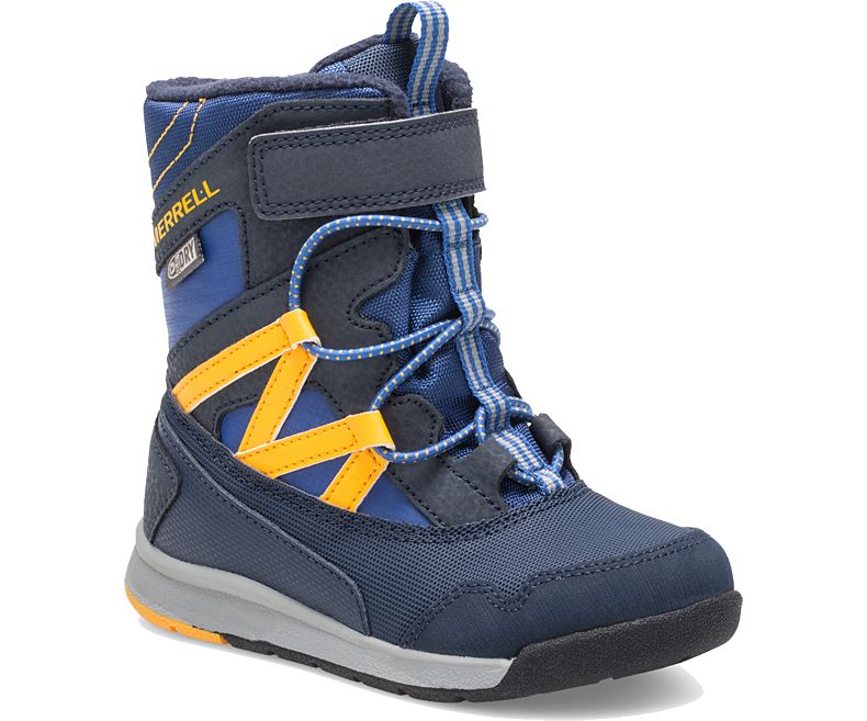 Merrell Snow Crush Jr. Vanntette Boot Vinterstøvler Barn Marineblå Gul | 41014B-1SN