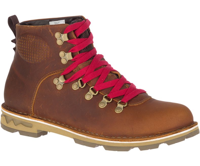 Merrell Sugarbush Braden Mid Lær Vanntette Støvler Herre Brune Rød | 38905M-2BB