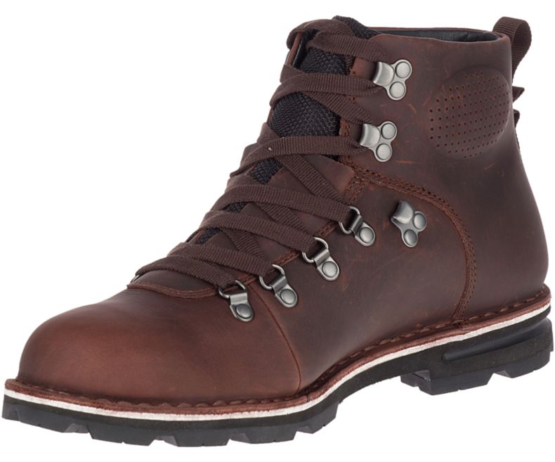 Merrell Sugarbush Braden Mid Lær Vanntette Støvler Herre Mørke Brune | 38905M-2BD