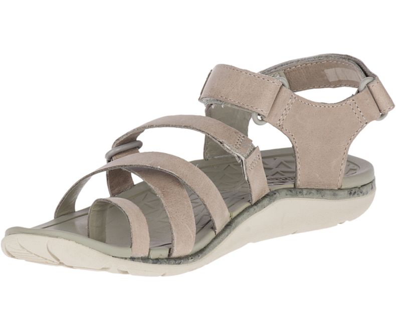 Merrell Trailway Wrap Lær Sandaler Dame Beige | 36404W-1SB