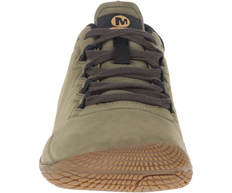 Merrell Vapor Glove 3 Luna Lær Barefoot Sko Herre Olivengrønne | 33382M-2BO