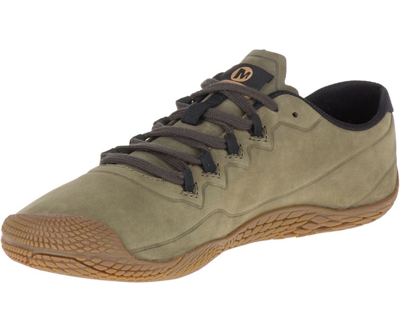 Merrell Vapor Glove 3 Luna Lær Barefoot Sko Herre Olivengrønne | 33382M-2BO