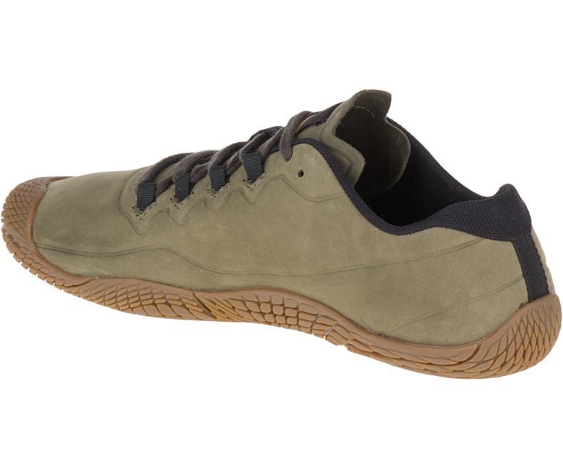 Merrell Vapor Glove 3 Luna Lær Barefoot Sko Herre Olivengrønne | 33382M-2BO