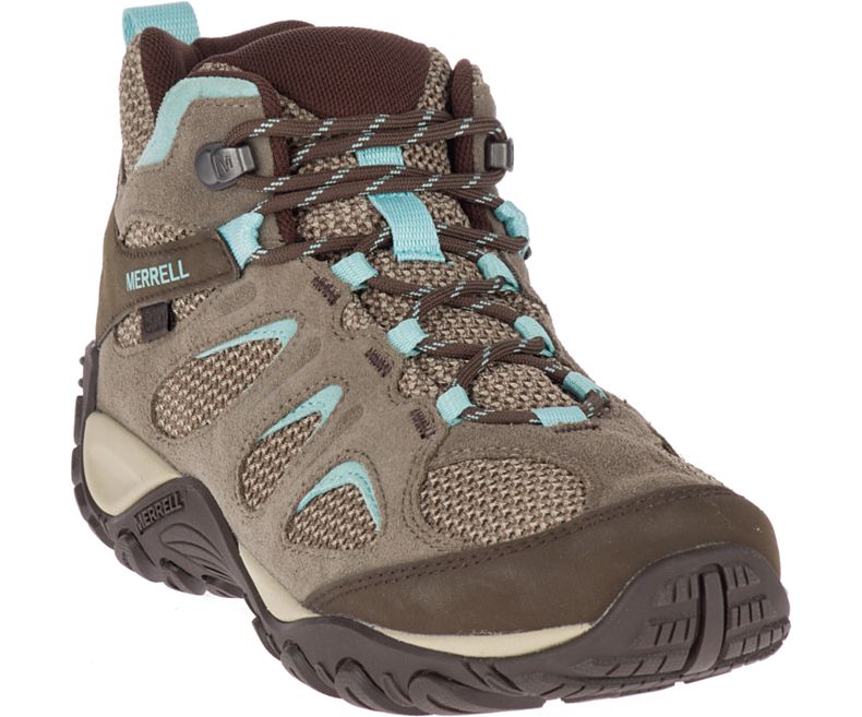 Merrell Yokota 2 Mid Vanntette Fjellsko Dame Brune Lyse Blå | 35411W-1HB